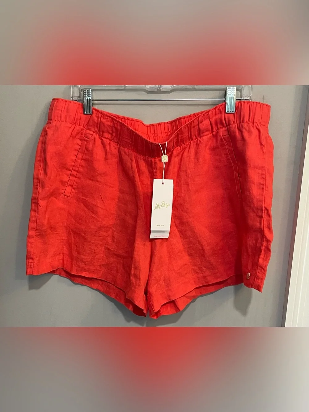 NWT Lilly Pulitzer Lilo Linen Short Mizner Red Size XL - Picture 2 of 8